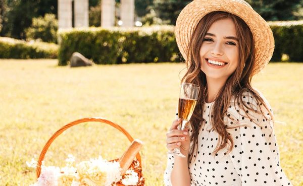 Pretty girl on a picnic at the park