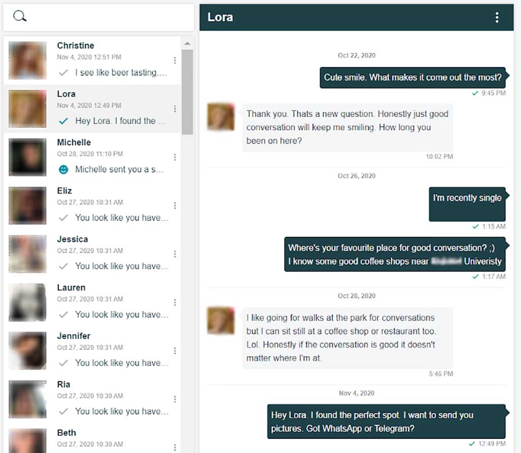 Conversation with a user