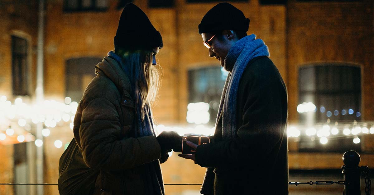 couple talking outside
