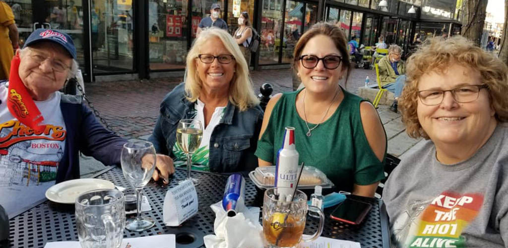 Curvy ladies having lunch at Faneuil Hall Marketplace