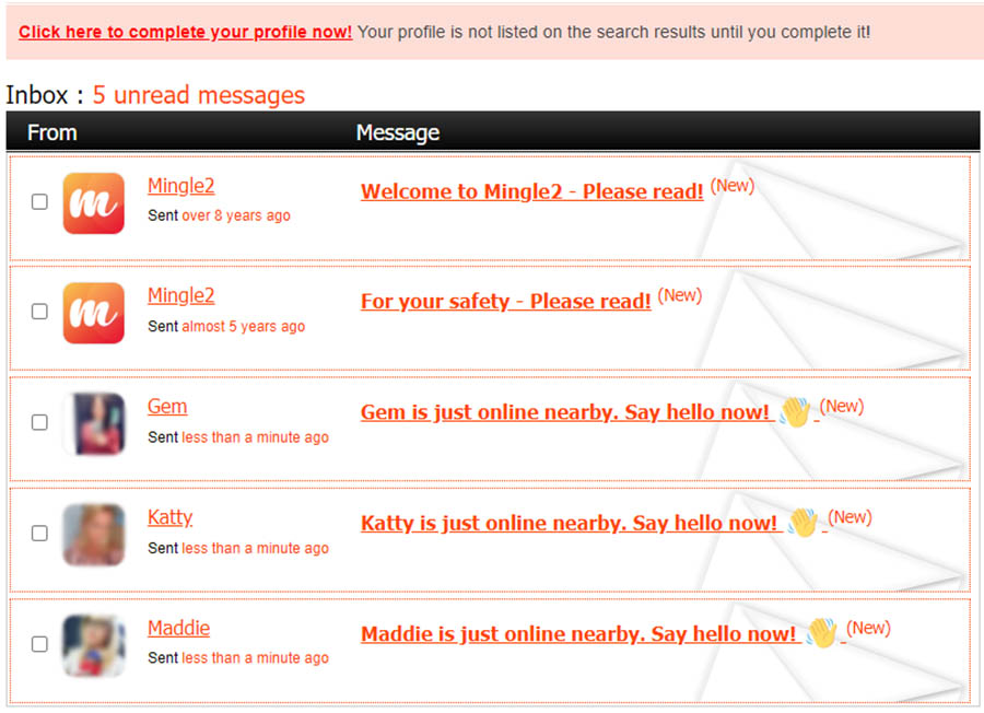 Inbox with notifications