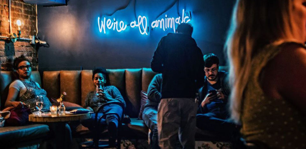 Friends drinking at Jimmy Can't Dance