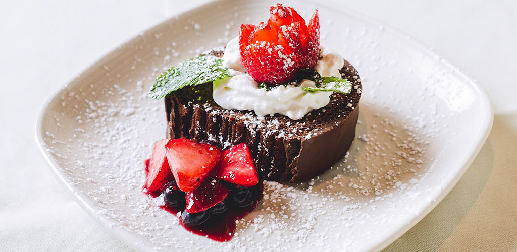 A chocolate strawberry tart from Mercury Chophouse