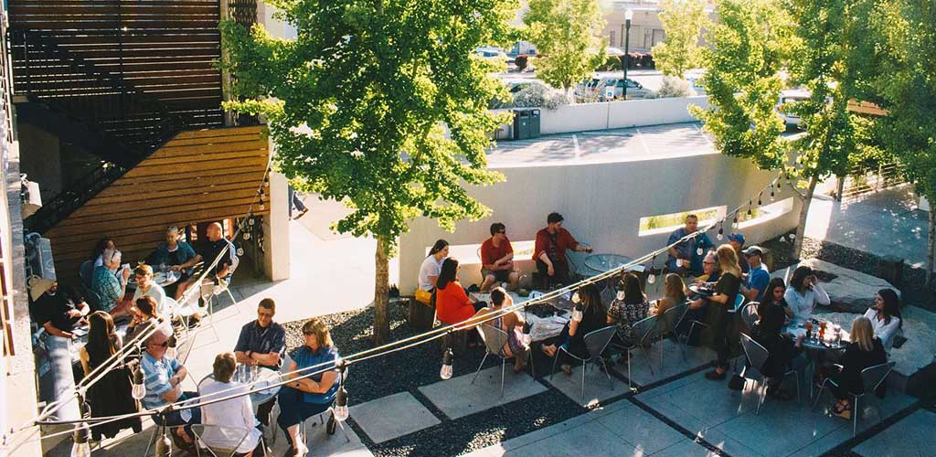The outdoor dining area of The Modern Hotel Bar