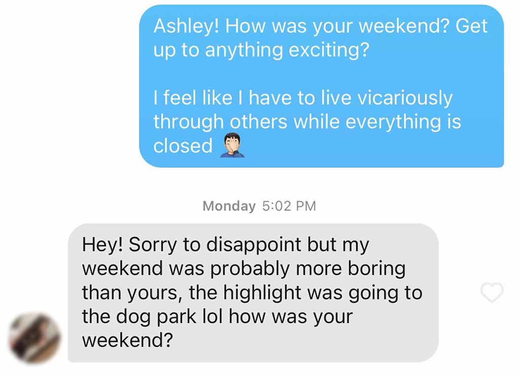 Opening message and reply