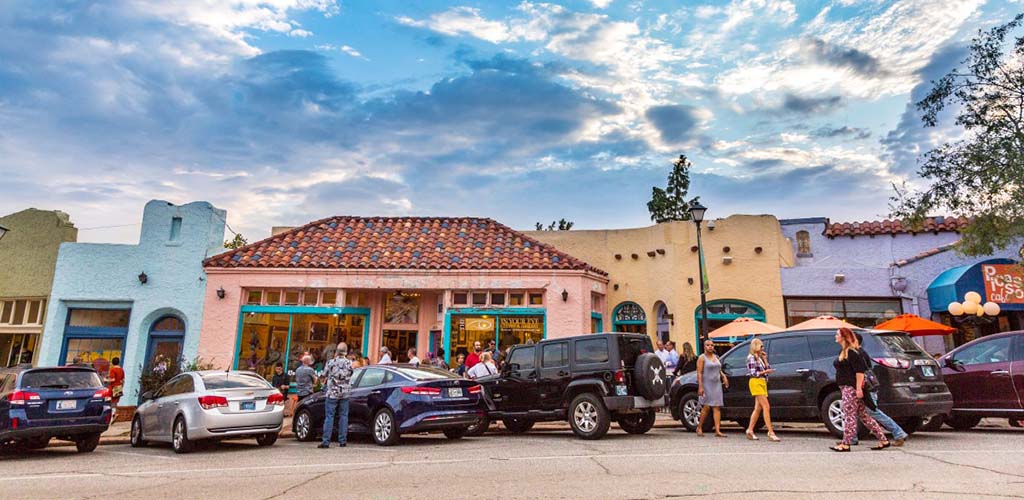 People enjoying a day at the Paseo Arts District
