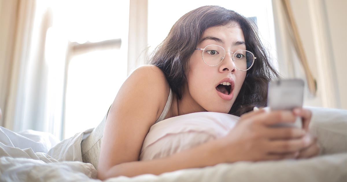 Woman answering online dating messages