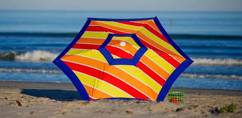 A colorful umbrella at Mustang Island State Park