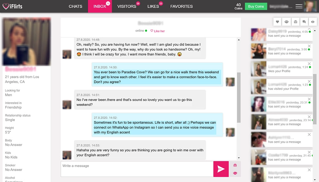 A conversation with a real person