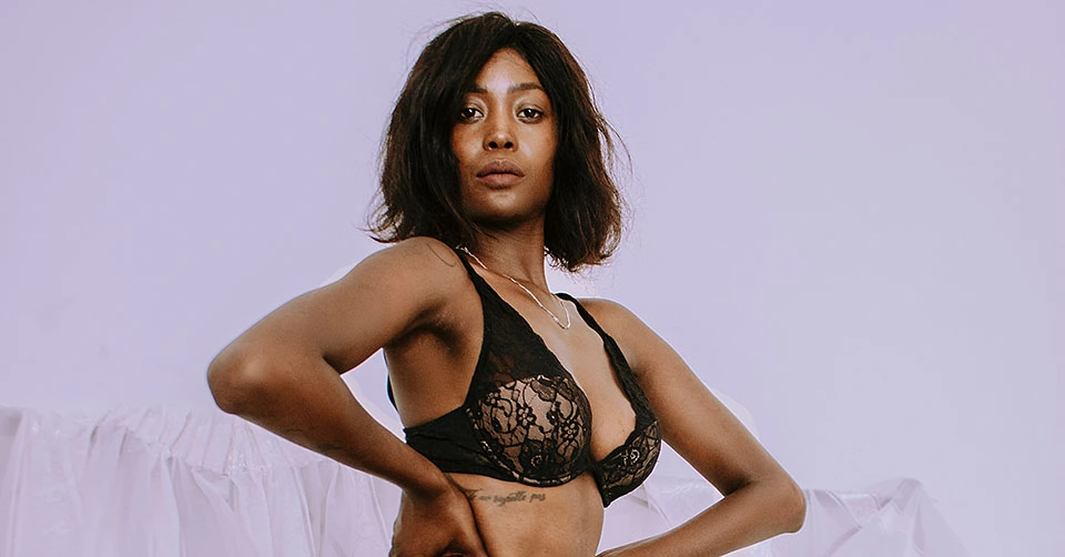 A mature woman in lingerie