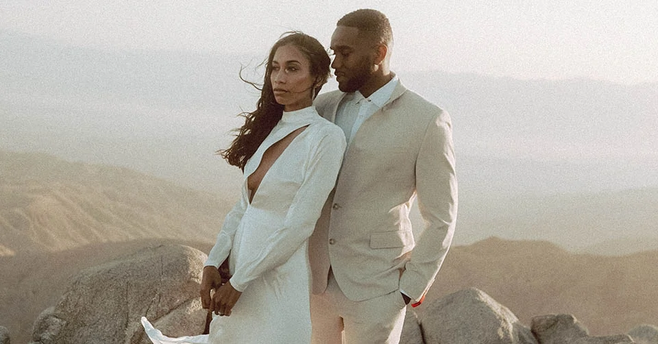 An attractive couple doing a photoshoot