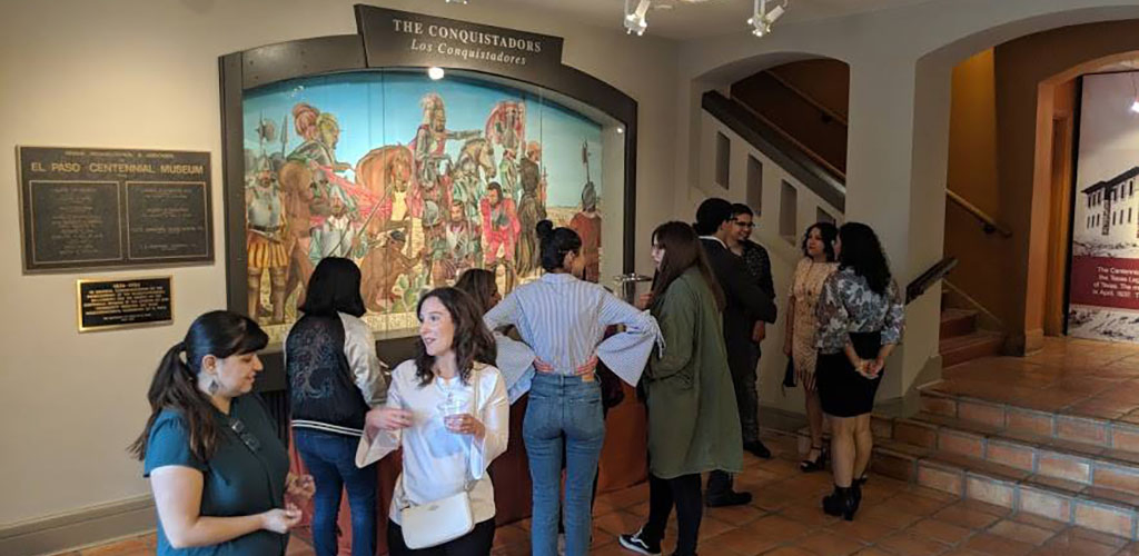 Women admiring the artwork at Centennial Museum and Gardens