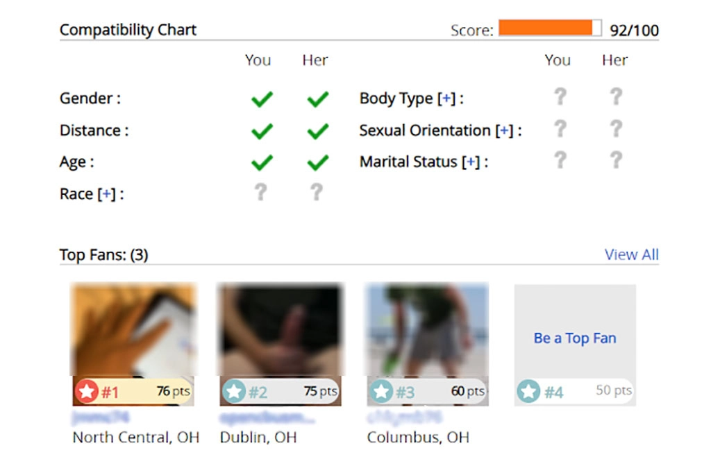 You can check how compatible you are with other users