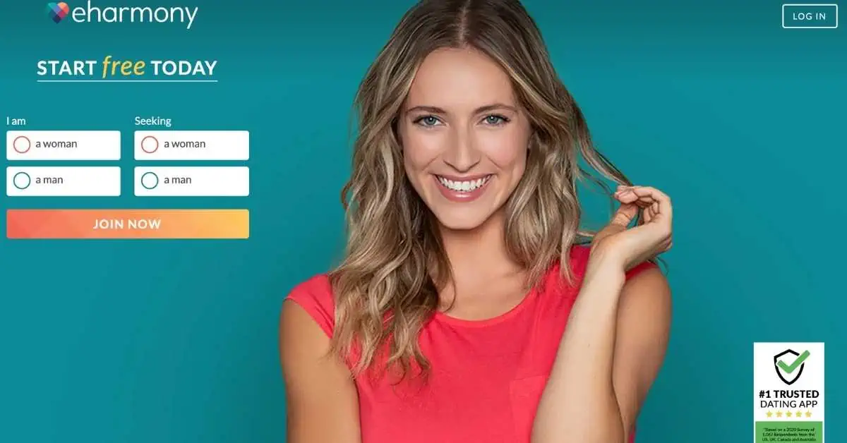 Home page of eHarmony