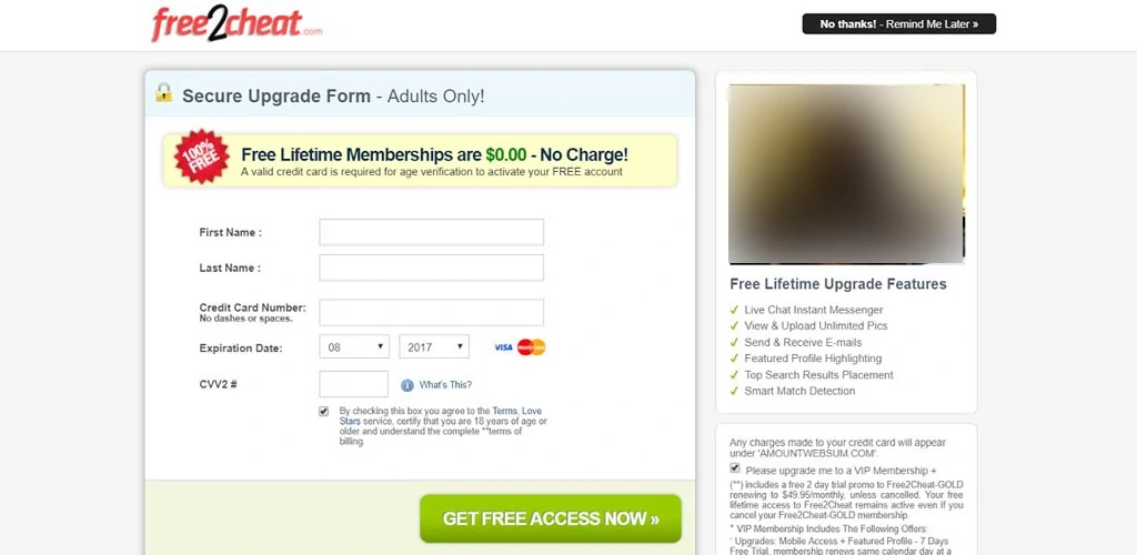 Free2Cheat upgrade form