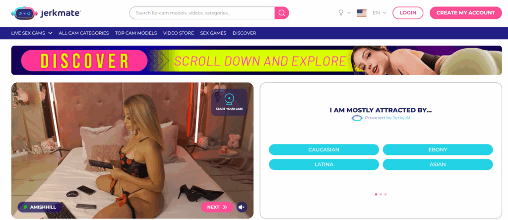 A Jerkmate sexy model's room